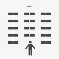 paire sièges arrangements icône. plan de des places dans Salle de classe, séminaire ou cinéma. schème, plan, architectural planifier. illustration vecteur
