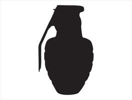 main grenade silhouette sur blanc Contexte vecteur