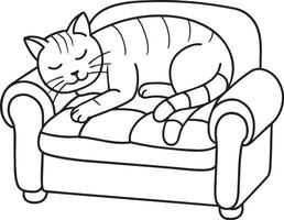 mignonne chat en train de dormir sur le canapé. illustration vecteur