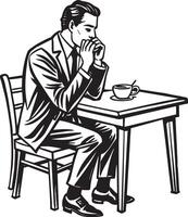 homme d'affaire séance sur une chaise et parlant dans téléphone illustration vecteur