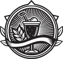 les boissons et nourriture logo illustration noir et blanc vecteur