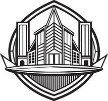 réel biens bâtiment logo illustration noir et blanc vecteur