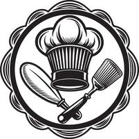 cuisine logo conception noir et blanc illustration vecteur