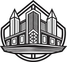 réel biens bâtiment logo illustration noir et blanc vecteur