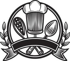 cuisine logo conception noir et blanc illustration vecteur