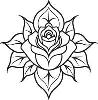 noir et blanc Rose tatouage illustration isolé sur blanc backgraound vecteur