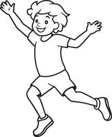 enfant sauter dans le air illustration sur blanc Contexte vecteur