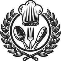 cuisine logo conception noir et blanc illustration vecteur