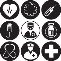 une noir et blanc image de une médical logo avec une médical stéthoscope. vecteur