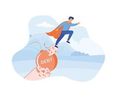 combat pour profit. dettes et crédit, lutte pour votre entreprise, affaires concept de dette règlement. plat moderne illustration vecteur