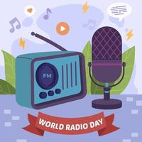 concept de la journée mondiale de la radio vecteur