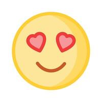 content visage avec cœur symboles sur yeux, concept icône de dans l'amour emoji vecteur