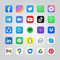 ensemble de 25 logos de médias sociaux populaires vecteur