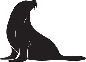 mer Lion silhouette illustration blanc Contexte vecteur