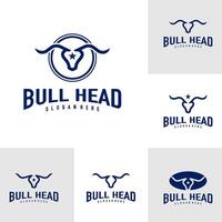 ensemble de taureau tête logo conception . taureau illustration logo concept vecteur