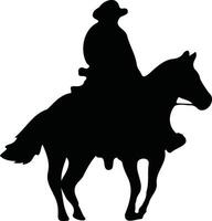 cow-boy et cheval silhouette. illustration avec plat conception vecteur