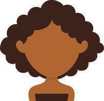 africain femme avatar avec afro coiffure et plat visage conception. dessin animé illustration vecteur