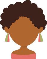 africain femme avatar avec afro coiffure et plat visage conception. dessin animé illustration vecteur