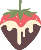 fraise recouvert Chocolat sur une blanc Contexte. plat dessin animé illustration vecteur