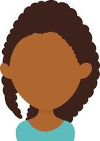 africain femme avatar avec afro coiffure et plat visage conception. dessin animé illustration vecteur