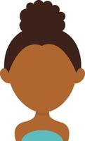 africain femme avatar avec afro coiffure et plat visage conception. dessin animé illustration vecteur