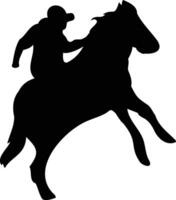 cow-boy et cheval silhouette. illustration avec plat conception vecteur