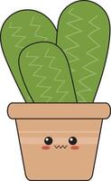 illustration de kawaii mis en pot cactus dans plat dessin animé style. isolé sur blanc Contexte vecteur