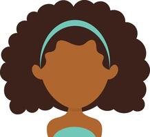 africain femme avatar avec afro coiffure et plat visage conception. dessin animé illustration vecteur