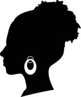 noir femme histoire mois silhouette. isolé sur blanc Contexte. noir femme silhouette vecteur