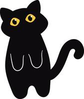 international chat journée silhouette. mignonne dessin animé style avec petit Jaune yeux. vecteur
