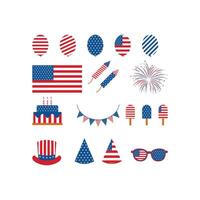 4e de juillet icône ensemble collection américain indépendance journée élément conception vecteur