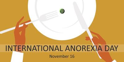 international anorexie journée. novembre 16ème. moutarde Couleur horizontal affiche. vecteur