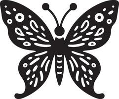 mignonne papillon dans griffonnage style papillon, noir Couleur silhouette vecteur