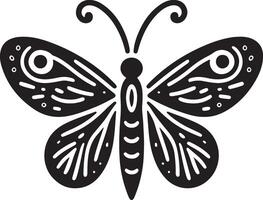 mignonne papillon dans griffonnage style papillon, noir Couleur silhouette vecteur