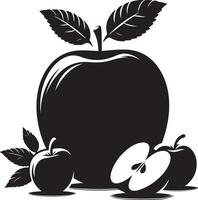 Pomme fruit silhouette, noir Couleur silhouette vecteur