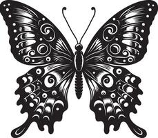 détaillé papillon silhouette, noir Couleur silhouette vecteur