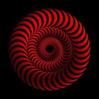 3d spirale. hypnotique volumétrique ondulé cercles. isométrique trompette vagues. concentrique cercles. optique illusion. noir et rouge illusion vecteur