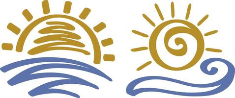 Soleil et mer clipart vague l'eau été vacances symbole vecteur