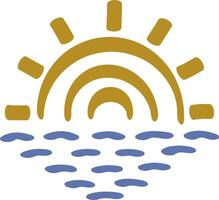 Soleil et mer clipart vague l'eau été vacances symbole vecteur