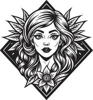 beauté et maquillage logo illustration noir et blanc vecteur