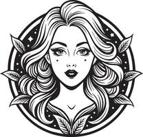 beauté et maquillage logo illustration noir et blanc vecteur