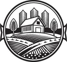 agriculture et agriculture logo conception noir et blanc illustration vecteur