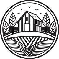 agriculture et agriculture logo conception noir et blanc illustration vecteur