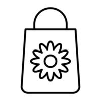 icône de ligne de sac à provisions vecteur