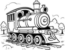 ancien vapeur locomotive sur le chemin de fer vecteur