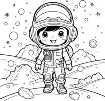 coloration livre pour les enfants astronaute dans scaphandre vecteur