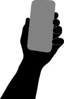 silhouette main en portant téléphone vecteur