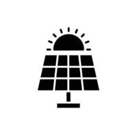 solaire panneau icône. Facile solide style. photovoltaïque, soleil, installation, toit, Générateur, chaleur, lumière du soleil, renouvelable énergie concept. silhouette, glyphe symbole. isolé. vecteur