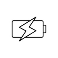 batterie mise en charge icône. Facile contour style. téléphone batterie, mobile, chargeur, électrique, pouvoir, foudre, technologie, énergie concept. mince ligne symbole. isolé. vecteur