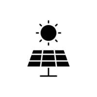 solaire panneau icône. Facile solide style. photovoltaïque, soleil, installation, toit, Générateur, chaleur, lumière du soleil, renouvelable énergie concept. silhouette, glyphe symbole. isolé. vecteur